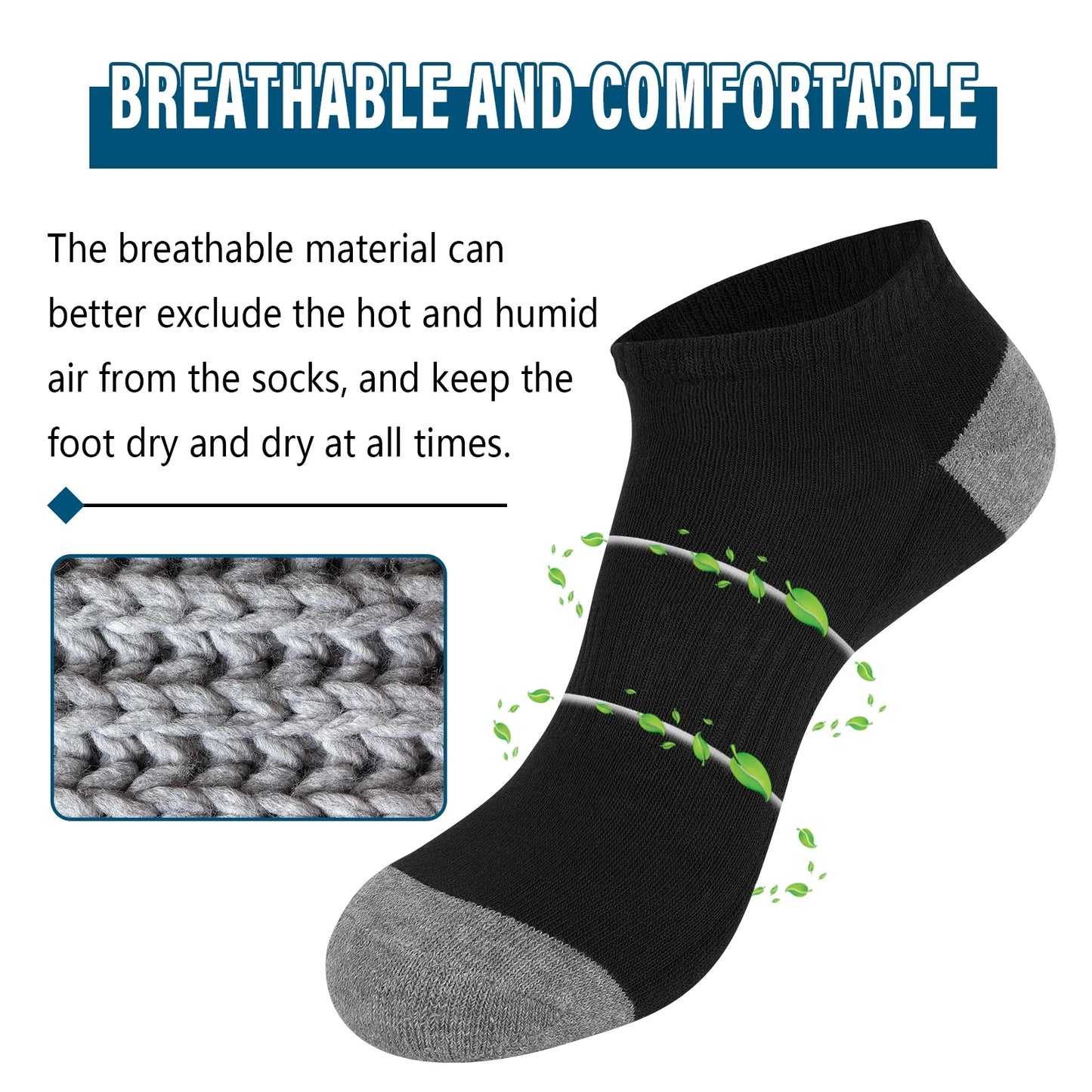 Mens Socks 10 Pairs Ankle Low Cut Socks for Men Breathable Athletic Socks