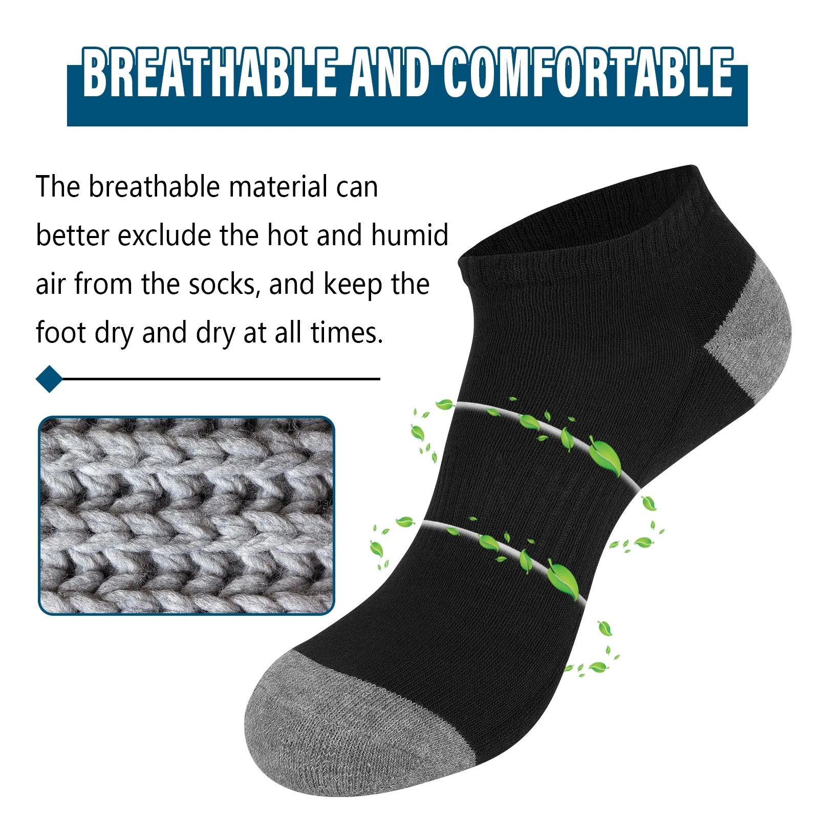 Mens Socks 10 Pairs Ankle Low Cut Socks for Men Breathable Athletic Socks