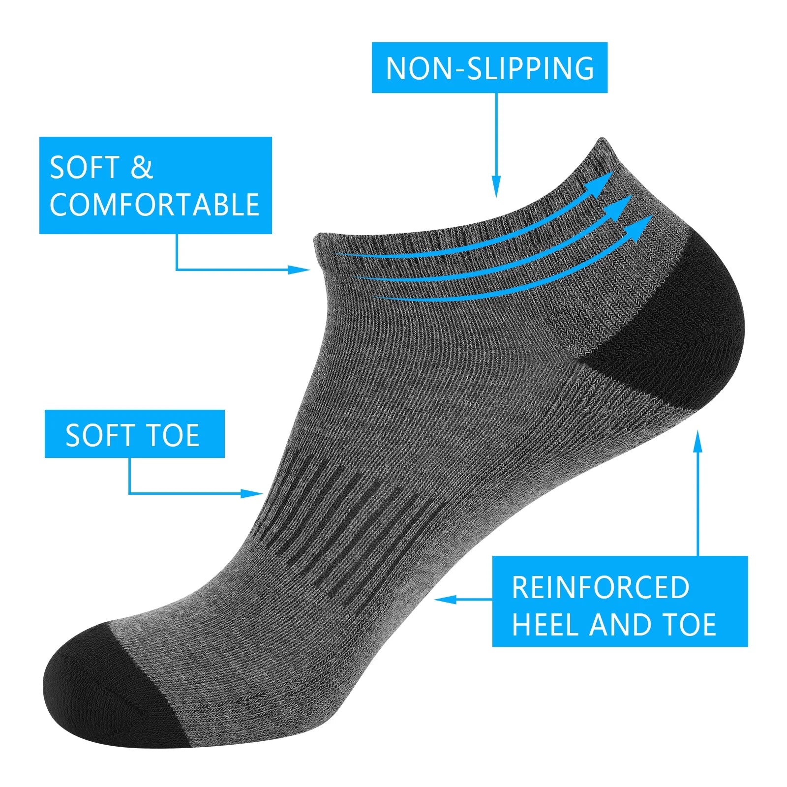Mens Socks 10 Pairs Ankle Low Cut Socks for Men Breathable Athletic Socks