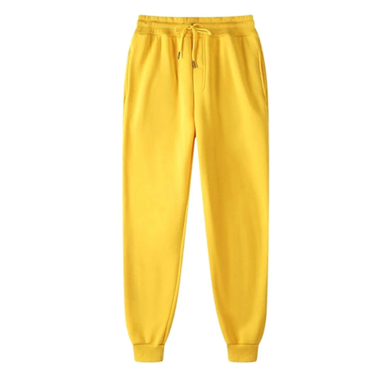 Mens Athletic Sweatpants- Casual Trousers and Trousers plus Velvet Thick Solid Large Size Running Fitness Sweatpants Pants Yellow XXXL