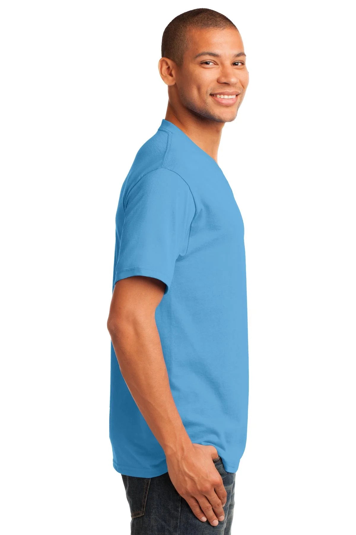 54Oz 100% Cotton V-Neck Tshirt (PC54V) Aquatic Blue, S